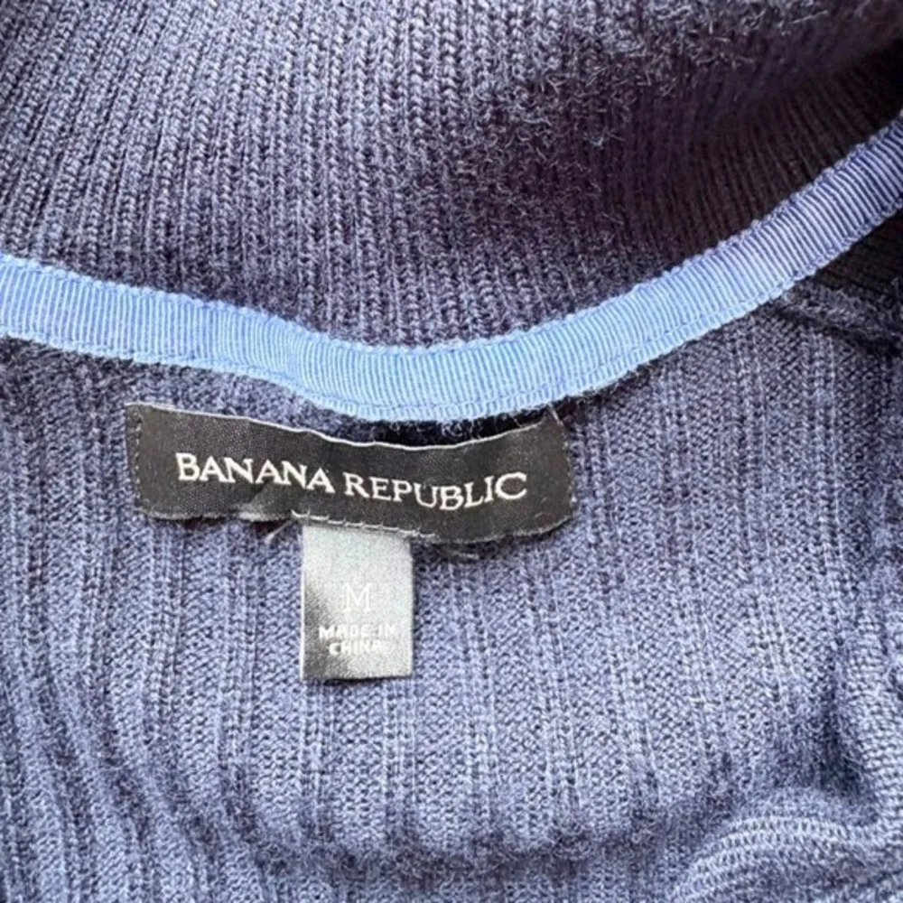 Banana Republic Mens Half-Zip Pullover Sweater Size‎ M Wool-Blend Navy-Blue